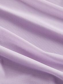 SHEIN MOD Lilac Sleeveless Ruffle Trim Floral Decor Elastic Knit Mesh Women Dress - Lilac Purple - View 4