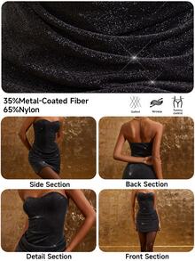 COSMINA Christmas Sequin Ruched Mini Dress In Autumn - Black - View 8