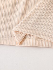 SHEIN Genkimix Kids 女童流蘇裝飾扭繩針織陽光裙，適合戶外度假、海灘度假、假日，夏季青少年女孩洋裝 - 杏色 - 查看 6