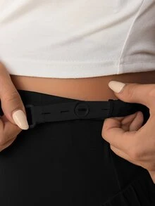 SHEIN Maternity Casual Adjustable Waist Drawstring Bowknot Belly Support Straight Leg High Waist Pants Fall - Black - View 6