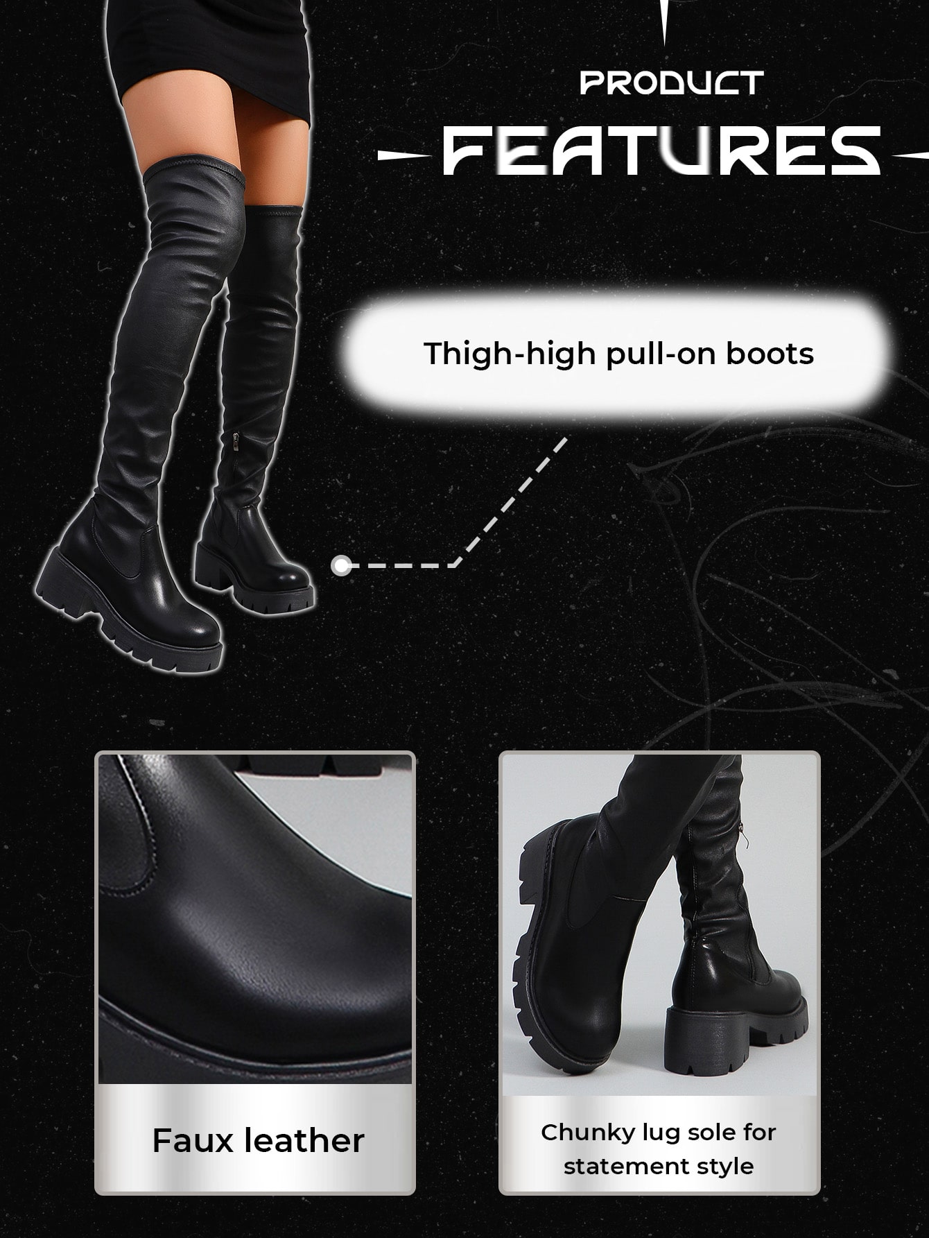 Our Goth Women's Fashion Over The Knee Boots Comfortable