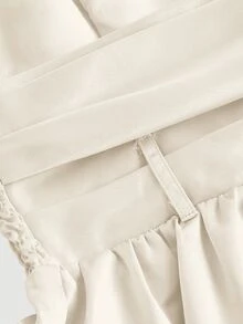 SHEIN MOD Short Dress For Women With Red Side Bowknot Bandeau,White Graduation Dress - Beige - View 9