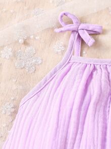 SHEIN Vintaside Kids 3件組女嬰簡約風熱帶可愛2016美學連身褲 紫色、淡黃色、鼠尾草綠 夏季度假假期款 - 彩色 - 查看 4