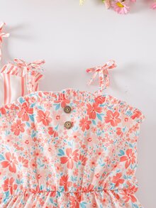 SHEIN 3件組女童印花連身褲，適合學校、7歲生日、1歲生日、校園、大學，嬰兒粉色、粉色，夏季仙女公主海灘風 - 粉色 - 查看 9