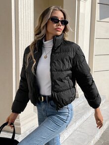 Serisse Short Style Women's Winter Padded Coat Black Casual - Black - View 4