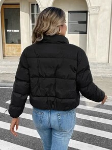 Serisse Short Style Women's Winter Padded Coat Black Casual - Black - View 2