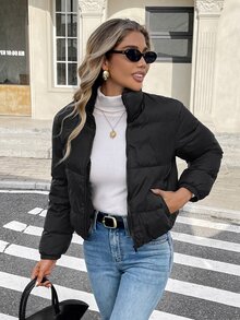Serisse Short Style Women's Winter Padded Coat Black Casual - Black - View 5