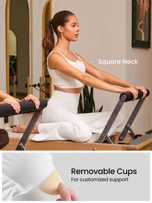 GLOWMODE FeatherFit™ Knot Going Anywhere Twisted Backless Tank Top Light Support Low Impact Yoga Pilates Daily Gym Spring Summer - White - View 3