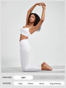 GLOWMODE FeatherFit™ Double-Strap Heart-Shaped Neck Sports Bra Low Impact Yoga Pilates Daily Spring Summer - White - View 5