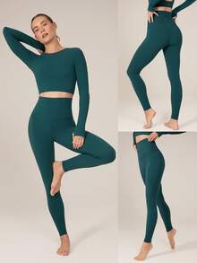 GLOWMODE 26" FeatherFit™ High Expectations Super High-Waist Pocket Leggings Gym  Spring Summer - Dark Green - View 11