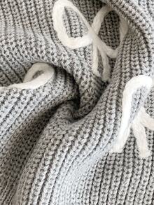 Tween Girl Grey Bow Knit Pullover Sweater,Cute Cropped Fashionable Versatile Autumn Holiday Back-To-School Winter Fall Craft Knitwear Sweaters - Grey - View 7
