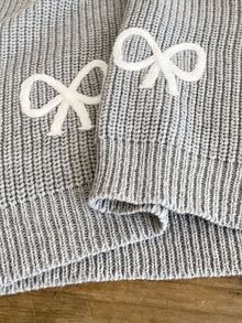 Tween Girl Grey Bow Knit Pullover Sweater,Cute Cropped Fashionable Versatile Autumn Holiday Back-To-School Winter Fall Craft Knitwear Sweaters - Grey - View 8