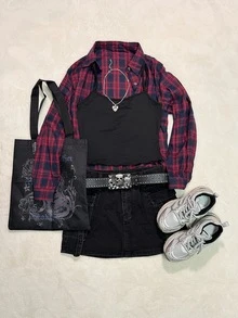 SHEIN EZwear 休闲纯色短款吊带背心，修身女士背心，适合夏季穿着 - 黑色 - 查看 7