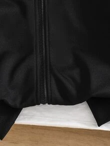 Tween Girl Long Sleeve Zip Up Hooded Black Jacket Halloween Autumn Fall School Career Day Cute Cool Girl - Black - View 5