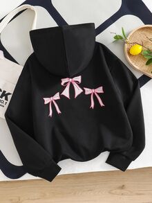 Tween Girl Long Sleeve Zip Up Hooded Black Jacket Halloween Autumn Fall School Career Day Cute Cool Girl - Black - View 2