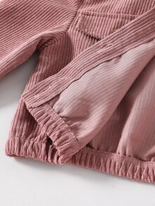SHEIN Tween女孩長袖抓絨秋季套裝 2件/套 可愛牛仔女郎單排扣連帽外套長褲 秋冬校園風 灰粉色 - 粉色 - 查看 8