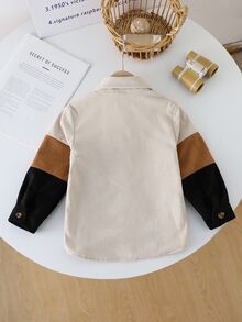 SHEIN Boys Contrast Color Button Pocket Jacket Early Fall Back To School Daily Casual Kids Outerwear - Multicolor - View 2