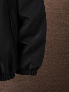 SHEIN Tween Boys' Smiling Face Print Hooded Casual Jacket Autumn Fall Graduation Black - Black - View 4