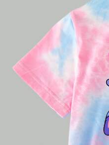 SHEIN 女童 2 件套可愛韓系兔子圖案粉色與白色 T 恤緊身褲 紅色與黑色 秋冬校園職業風青少年女孩時尚兔子卡通 T 恤 - 彩色 - 查看 4