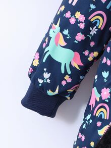 SHEIN 1 件女童豹纹双面蓬松长袖风衣夹克，适合秋冬季 - 藍色 - 查看 7