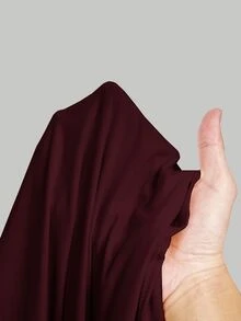 SHEIN MOD 圓領抓皺喇叭袖收腰不對稱下擺酒紅色百搭T恤，秋季 - 酒紅色 - 查看 5