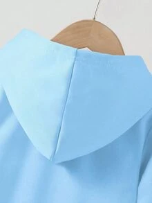 SHEIN 年轻女孩休闲时尚可爱趣味卡布奇诺芭蕾舞者图案印花连帽衫 + 裤子两件套运动服套装，适合日常、户外、运动和学校，秋冬季 - 藍色 - 查看 3