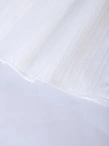 SHEIN Sparklyn 女童白色編織皺褶布料裙，秋季服飾，獨特紋理百褶流暢感，甜美優雅，適合外出、秋季波西米亞休閒度假 - 白色 - 查看 9