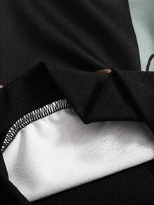 SHEIN 幼童男童拼色卡通動物印花圓領長袖運動衫，可愛休閒日系風，適合戶外穿著，秋冬款黑色 - 彩色 - 查看 3