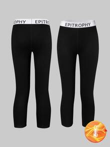 2pcs Boys' Black Long Sleeve Thermal Underwear Set,Soft Fleece Fabric,Simple & Comfortable Winter Layering,Stretchy & Machine Washable Fall Clothing - Black - View 4