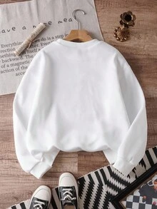 Girls' Fleece Crew Neck Sweatshirt - Black Autumn Fall - White - View 2
