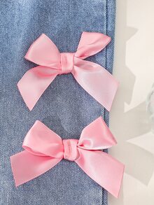 Genkimix Kids 小女孩蝴蝶結裝飾長袖運動衫與蝴蝶結細節牛仔寬腿褲 2 件式休閒套裝，適合小女孩返校穿搭 - 黑色 - 查看 5