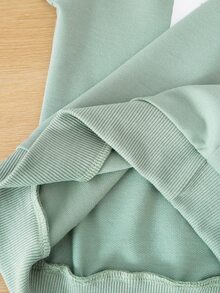 SHEIN Explorewe 男孩熱銷字母「Bro.」印花圓領長袖休閒套頭衛衣，柔軟寬鬆版型，日常穿著童裝上衣 - 綠色 - 查看 7