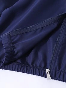 SHEIN 青少年女孩秋季套裝 2件/組 海軍藍女孩套裝，秋季休閒校園返校穿搭，白色字母刺繡，袖口與褲子裝飾蝴蝶結 - 藏蓝色 - 查看 8