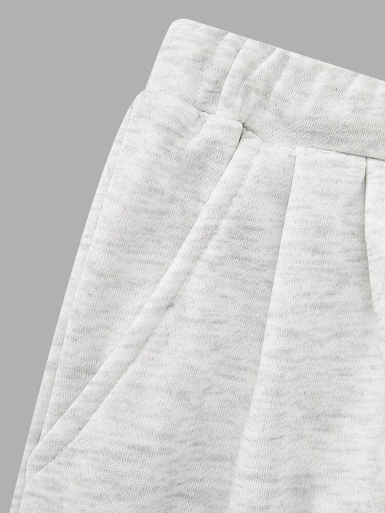 Drawstring Hem Wide Leg Straight Casual Pants Fall Winter - Light Grey - View 7