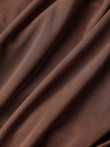 SHEIN MOD 2pcs Brown And Black Asymmetric-Shoulder Bell Sleeve T-Shirts, Asymmetrical Hem,Sexy Tops - Brown - View 4