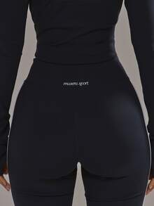 Musera Sport 侧条纹修身喇叭瑜伽裤套装（仅下装）板式运动服 健身房锻炼 合金健身 日常休闲 - 藏蓝色 - 查看 5