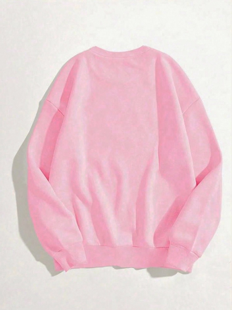 INAWLY Women Long Sleeve Printed Sweatshirt, Casual Fashionable For Daily Wear School Graduation, Back To School, Teacher Pullover Autumn Pink - Pink - View 2