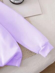 SHEIN 少女可爱卡通垂耳蓝兔印花卫衣，秋冬 - 彩色 - 查看 3