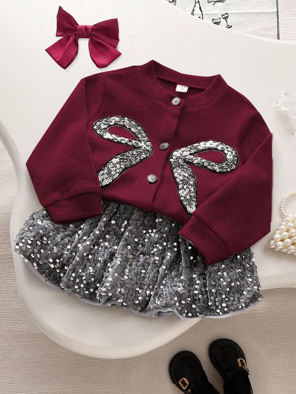 SHEIN Playful Pals 秋冬新款獨特設計小眾韓系休閒日常可愛少女套裝 7歲生日禮物