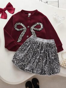 SHEIN Playful Pals 秋冬新款獨特設計小眾韓系休閒日常可愛少女套裝 7歲生日禮物 - 彩色 - 查看 3