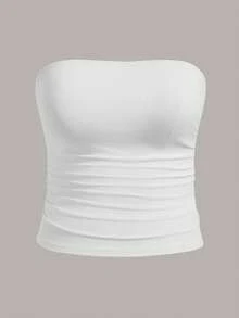 Calvaya 3 piezas de Tops de tubo sólido fruncido en la parte superior para tallas grandes - Multicolor - Ver 7