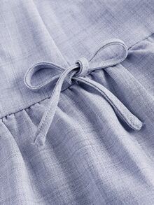 SHEIN MOD Button & Bow Decor Women Short Dress ,Summer Dress - Dusty Blue - View 4