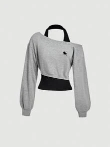 SHEIN MOD Women's Knight Print Drop Shoulder Long Sleeve Mock Neck Sweatshirt - Multicolor - View 3