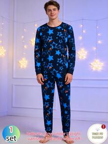 青少年男童夜光长袖长裤紧身睡衣套装，电子游戏图案 - 彩色 - 查看 3