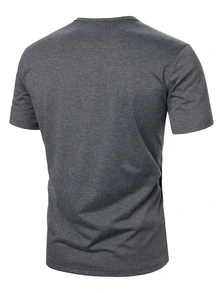 Manfinity Homme Men Color Block Short Sleeve T-Shirt With Notched Collar For Casual Daily Wear In Spring Summer - Multicolor - View 2