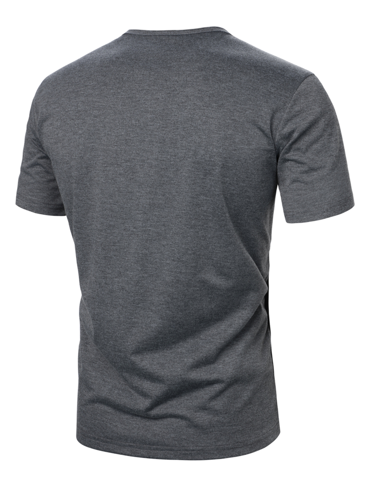 Manfinity Homme Men Color Block Short Sleeve T-Shirt With Notched Collar For Casual Daily Wear In Spring Summer - Multicolor - View 2