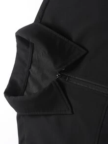 Manfinity Homme Men's Casual Solid Color Arm Zipper Pocket Lightweight Jacket, Autumn Brown Zip Up For Men, Fall Tops Long Sleeve Coffee - Black - View 4