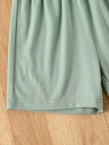 SHEIN Young BoyCute Pocket Dinosaur Print Casual Outfit, Suitable For Daily, Park, Travel & Holiday - Green - View 8