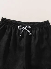 SHEIN 3件装男童字母印花休闲短裤，适合日常、度假、运动、夏季穿着 - 彩色 - 查看 5