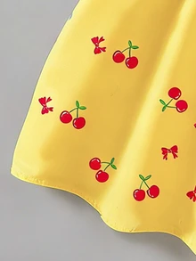 SHEIN Elladie kids 女童夏季新款時尚 Polo 領掛脖露背收腰甜美度假風洋裝，小女孩正式度假洋裝 黃色 - 黃色 - 查看 4